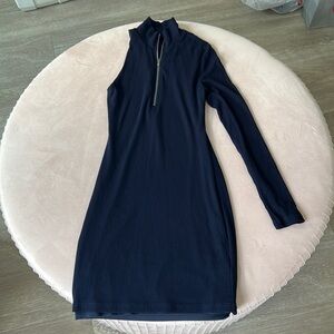 HOURS h:ours Revolve Blue One Shoulder Ribbed Dress Size Small